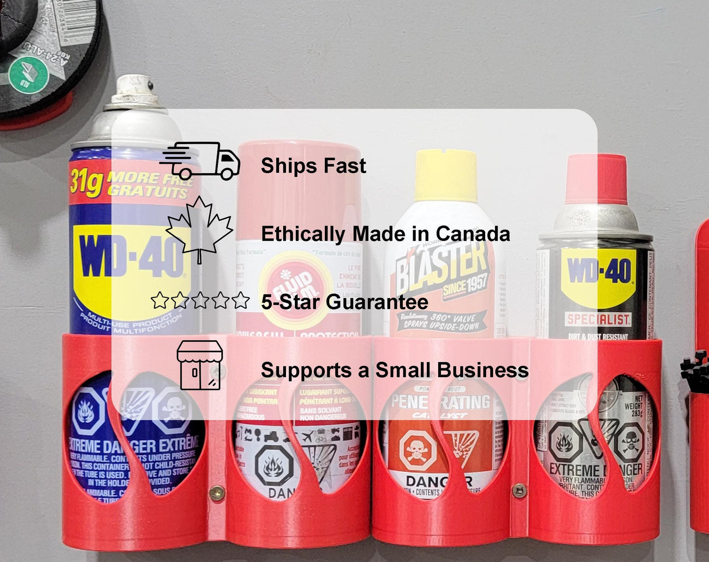 Aerosol Spray Can Holder - Wall Mount